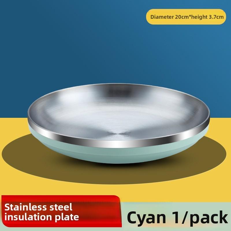Modern Minimalist Stainless Steel Food Plate With Insulated Design For Daily Home Use