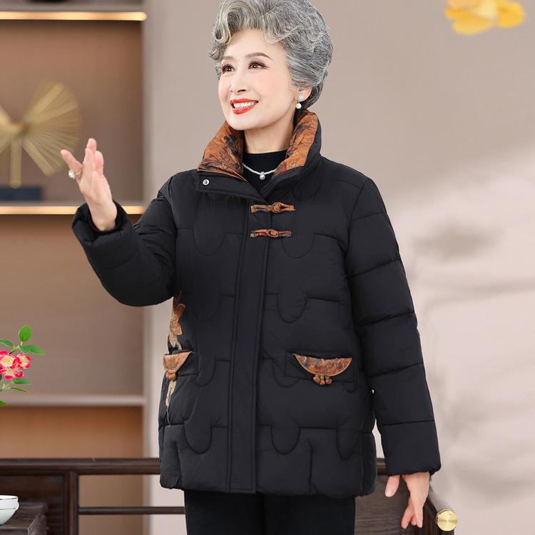 Middle-aged and Elderly People In Autumn and Winter New Chinese Cotton Jacket Female Grandma Winter Cotton Clothes Elderly Mother Cotton Clothes