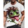 Men's Summer Elasticity Comfort Plus Size 3D Casual Frog Printed T-shirt- Soft Medium Stretch Polyester Fabric Summer Mens Relaxed Fit Clothing