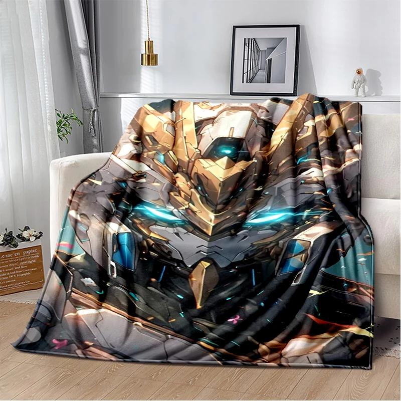 HD Robot GUNDAM Cartoon Soft Flannel Blanket for Bed Bedroom Sofa Picnic,Throw Blanket for Cover Office Christmas Gift Kids