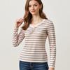 T-shirt 2025 Autumn New Fashion Striped Commuter Top