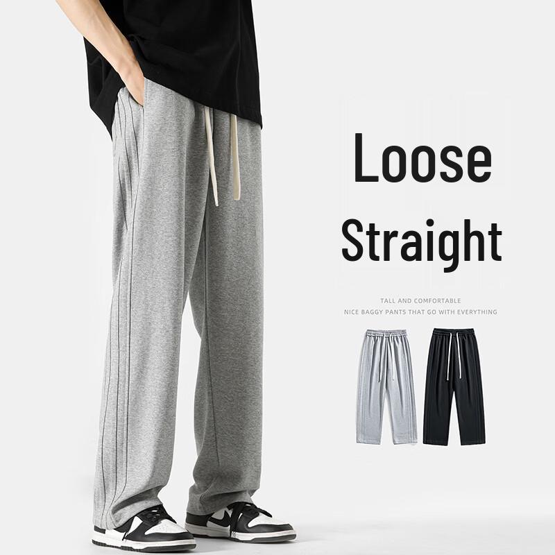 

MEDE Men s Loose Fit Pleated Side Stripe Straight Leg Sweatpants 3XL