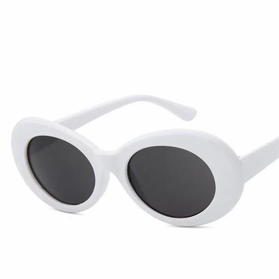 Goggle Glasses Oval Sunglasses Ladies Trendy  Vintage Retro Sunglasses Women's White Black Eyewear UV