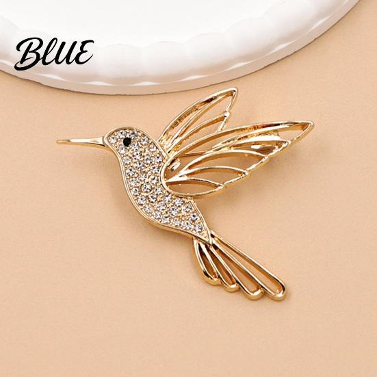 Vintage Alloy Brooch Bling Rhinestone Hummingbird Brooch  Hollow Flying Bird Jewelry Pin  Accessory for Coats Scarves Dresses Shirts Lapel Pin