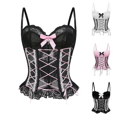 Women's Lace Bustier Corset with and Boned Waist Cincher for Shaping and Support