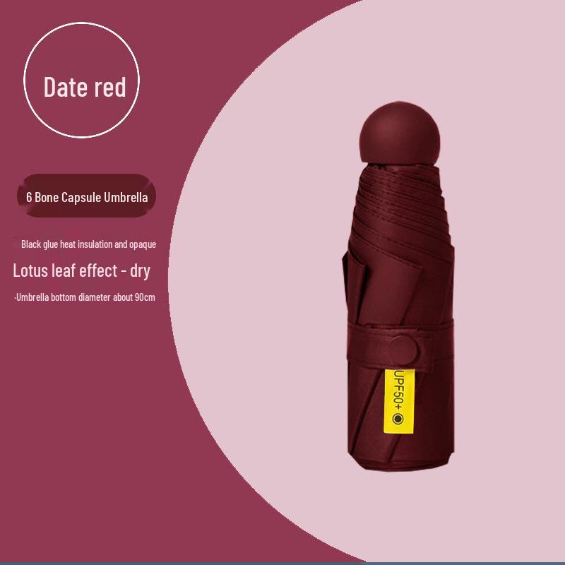 Lätt UV-skyddande Kapselparaply - Bärbart Dubbelanvändningssolskydd för Kvinnor, Soliga och Regniga Dagar