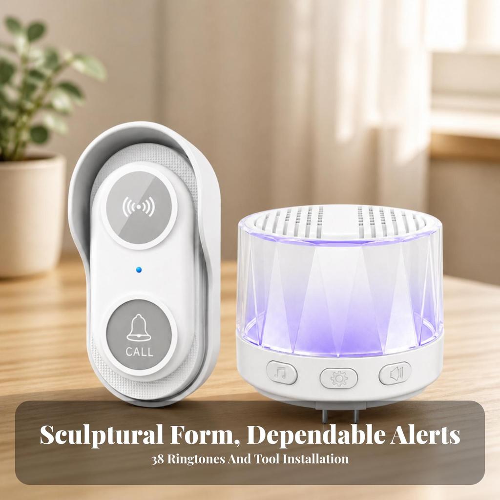 Entry Chime with Hardwired Notification | Adjustable Volume Levels, 38 Selectable Melodies,