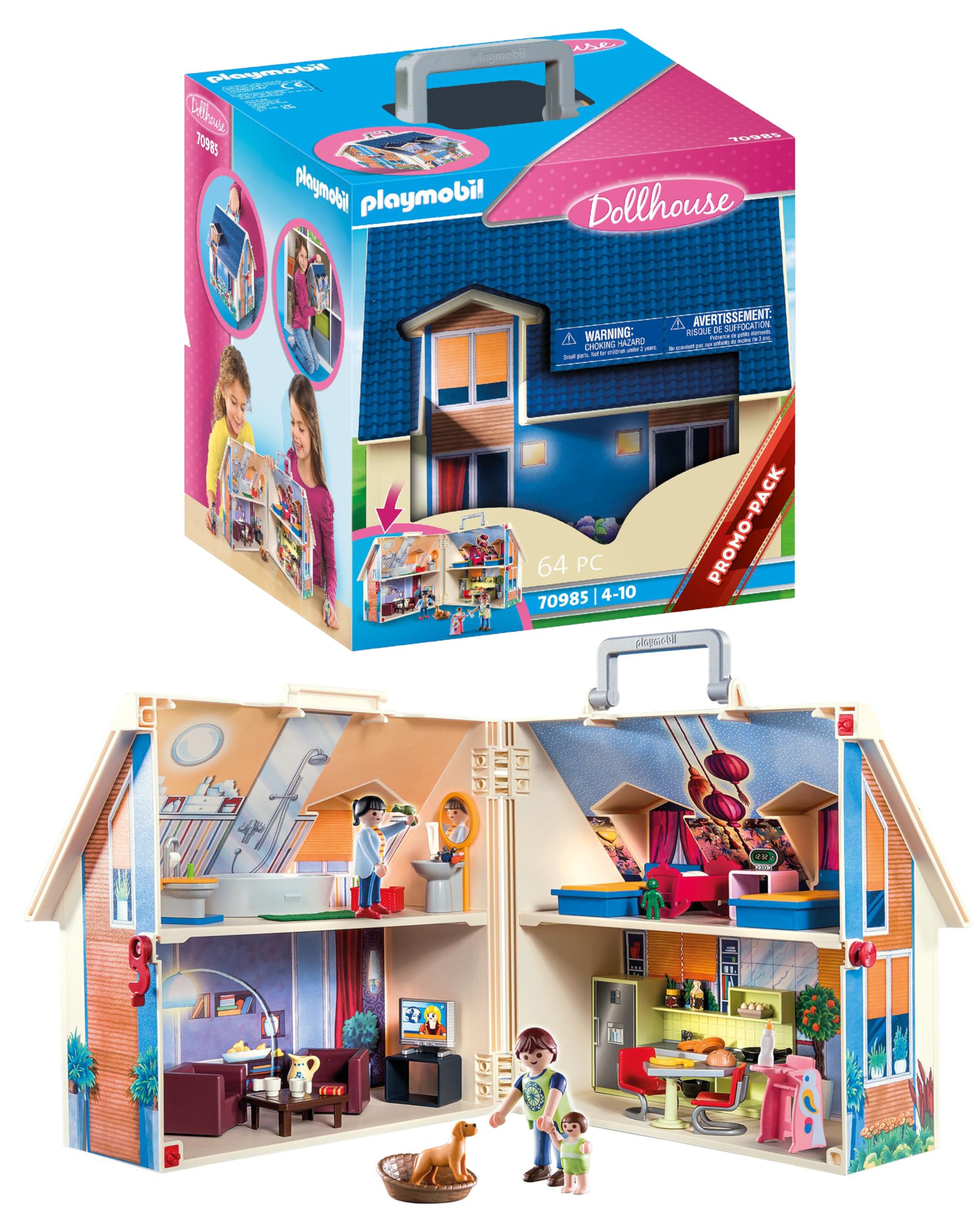 

PLAYMOBIL Кукольный домик 70985 Портативный кукольный домик с ручкой, Складной, Игрушка для детей от 4 лет