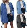 Womens Relaxed Fit Denim Shirt Jacket With Turn-Down Collar Large Pockets Blue Light 2025