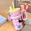 Large Capacity Insulated Stainless Steel Travel Mug With Handle Straw Women Office Students