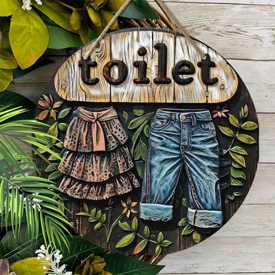 Interessante Toilettendekoration, hängende Holzschilder, Badezimmerwand- oder Türdekoration, 2D-Grafikprodukte, Einweihungsgeschenke für Freunde