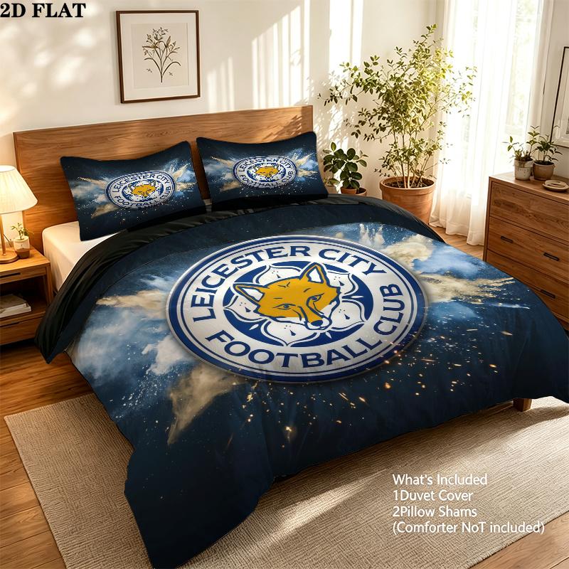 Leicester City Pattern Bedding Quilt Set Home Decoration Gift (1 * duvet cover + 2 * pillowcase without core)