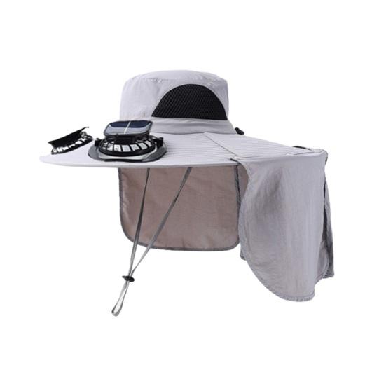 

Solar Fan Hat with Neck Flap UV Protection Hat with Solar Fan USB Rechargeable Breathable Men Summer Outdoor Fishing Wide Brim Bucket Cap F
