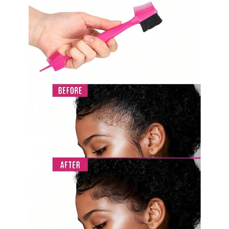 1PC Double Sided Edge Control Brush, 3-In-1 Styling Tool With Boar Bristles For Smooth Baby Hair And Eyebrows, Professional Hair Edge Brush