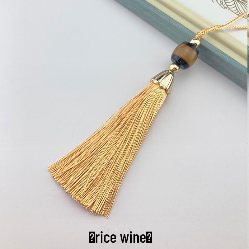 Chinese-Style Imitation Jade Tassel Fan Pendant for Antique Decoration
