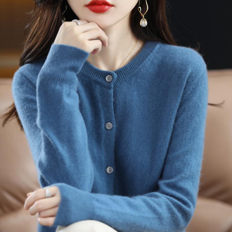 Women Cardigans Sweater O Neck Spring Autumn Knitted Cashmere Cardigans Solid Single Breasted Womens Sweaters
