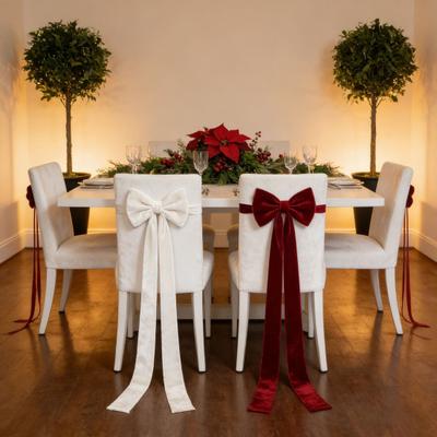 Yousheng Chair Sash Bow Reusable Chair Back Velvet Bow Universal Wedding Events Banquet Anniversary Bridal Banquet Party Dining Chair Cover Decoration
