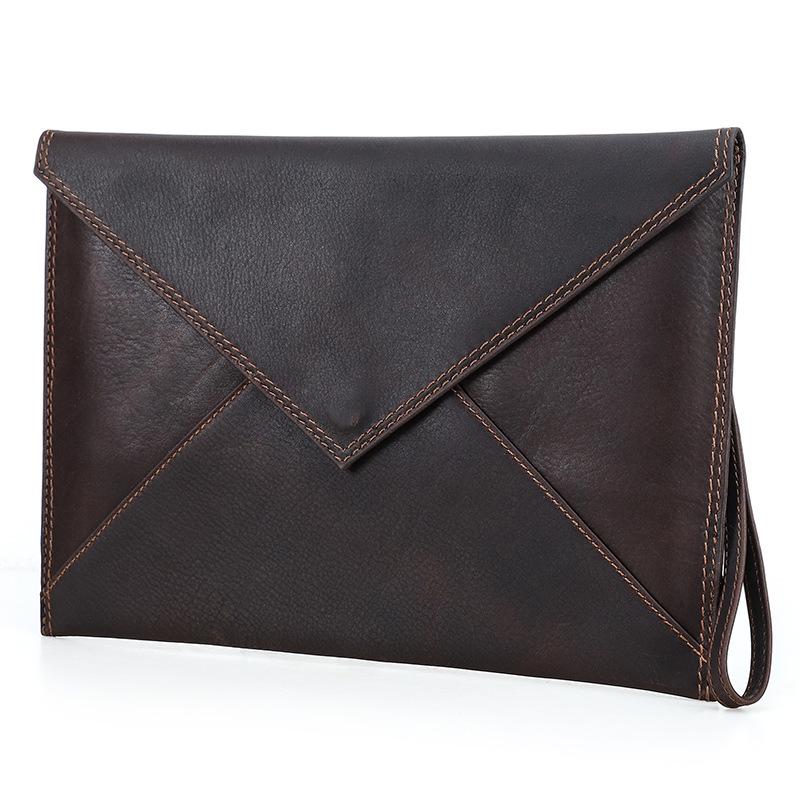 

Retro A4 Full-Grain Cowhide Notebook Cover with Magnetic Closure - Envelope Style Handbag Diary Cover