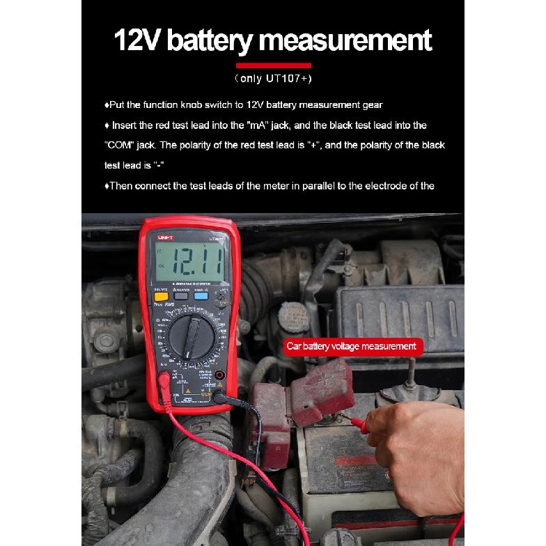 UNI-T UT105+ UT107 Plus Automotive Multimeter with Tachometer Engine Speed RPM VFC Tester Professional Digital Car Multi Meter