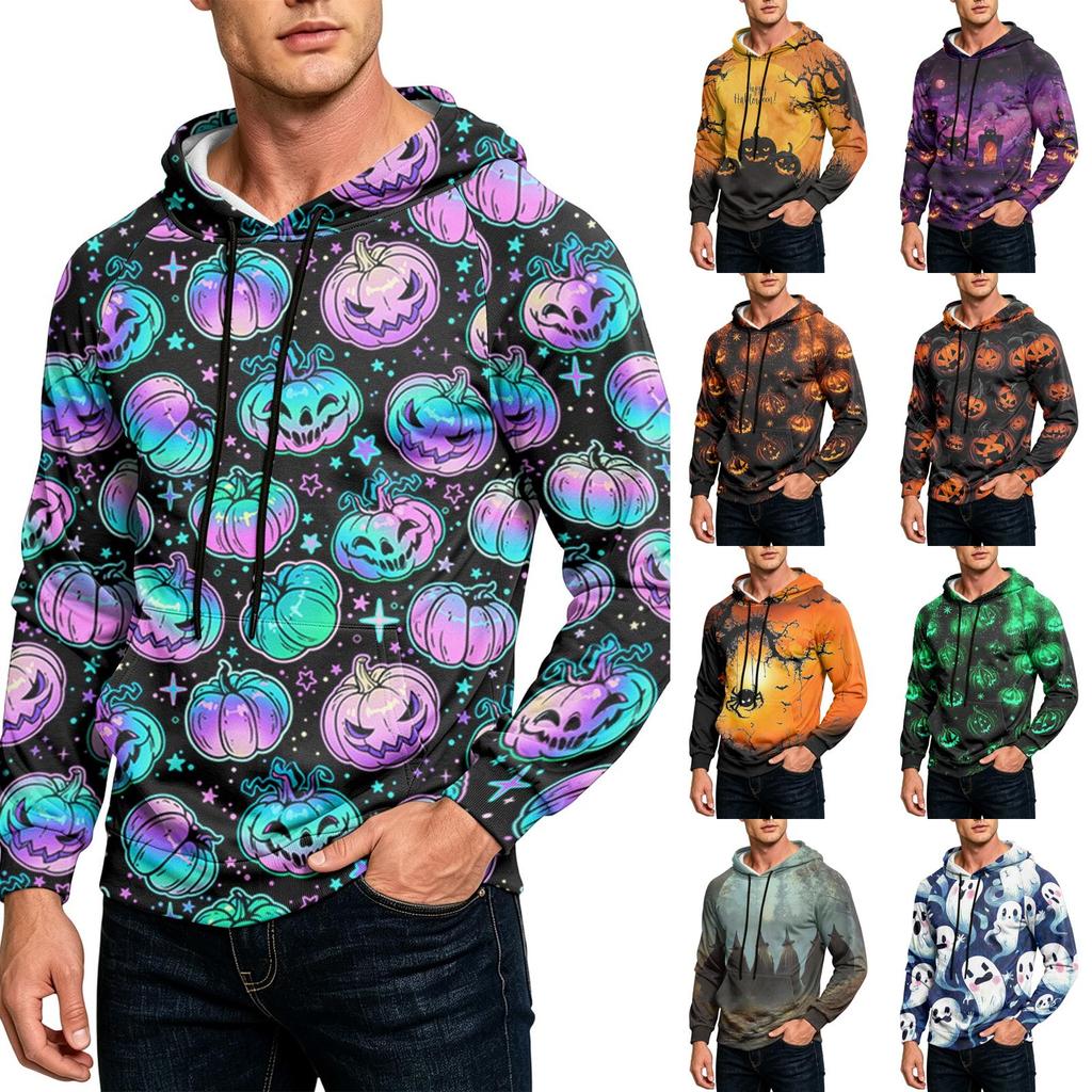Men's Loose Fit Hoodie with Pocket Drawstring Printed Design for Casual Everyday Wear