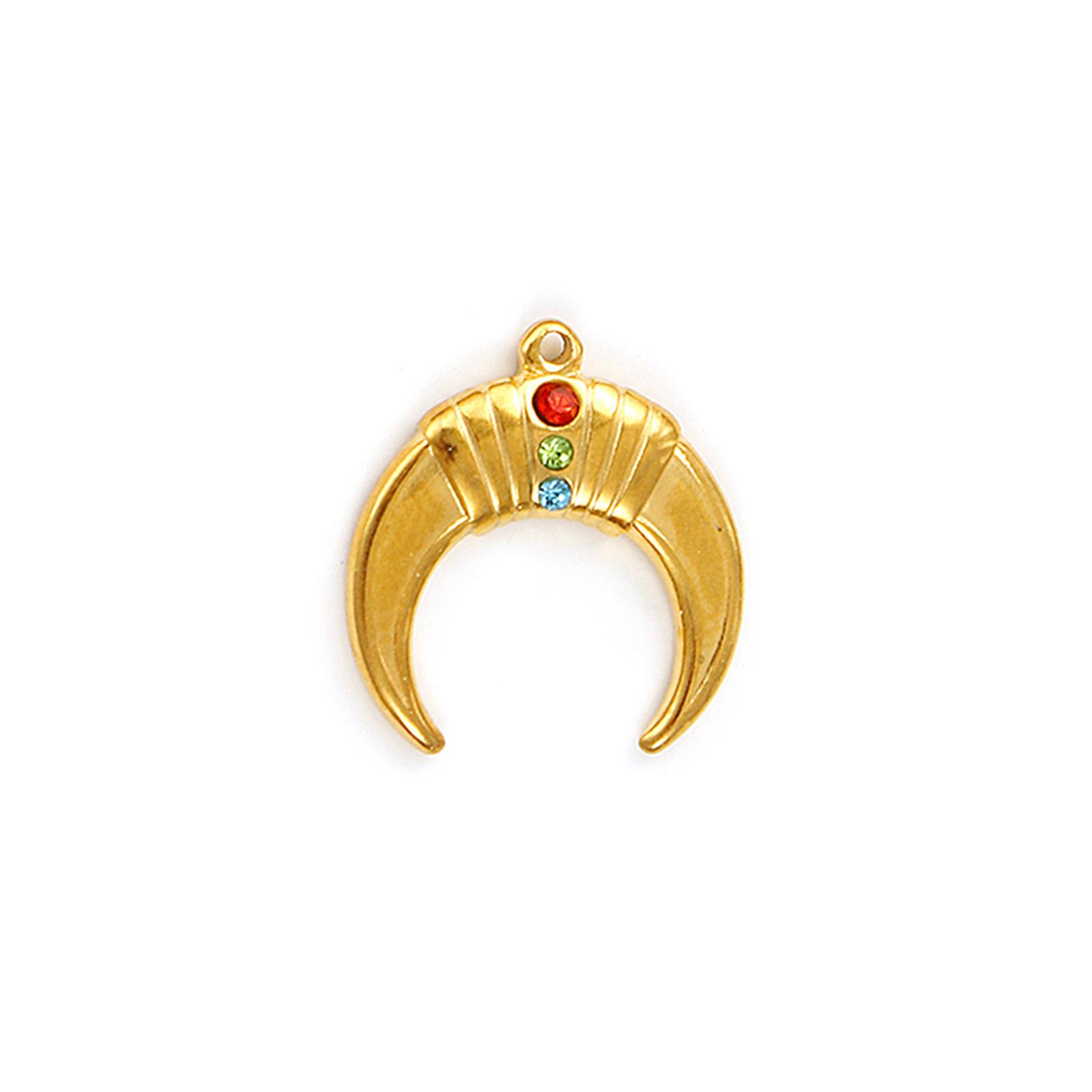 

2PCs 304 Stainless Steel Charms 18K Gold Plated Geometric Multicolor Rhinestone Moon Star Heart Pendants For DIY Necklace Making