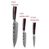 Japanese Chef Knife Set 3pcs Damascus Steel Pattern Kitchen Knives Sets Cleaver Paring Santoku Slicing Utility Knife