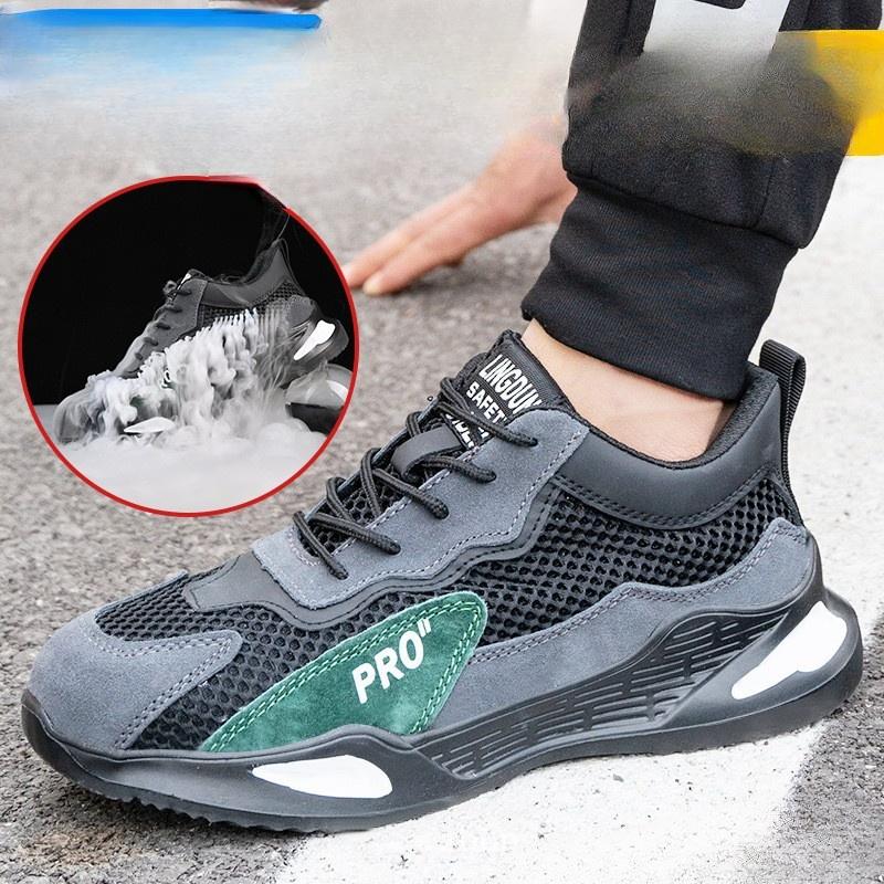 Labor Insurance Shoes Men's Anti-smashing and Anti-piercing Labor Insurance Shoes Large Holes Breathable Light Bottom Safety Shoes