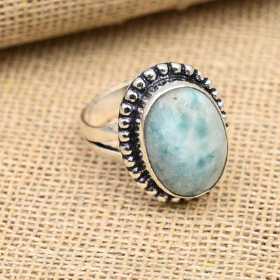 Larimar Gemstone 925 Sterling Silver Handmade Wonderful Jewelry Ring