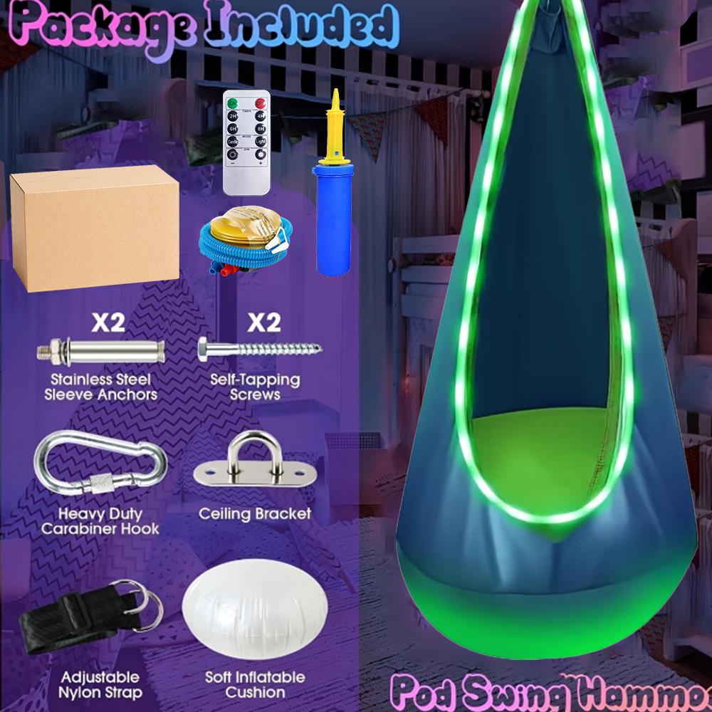 LED-Lit Portable Hanging Chair for Kids – Indoor/Outdoor Creative Nylon Swing