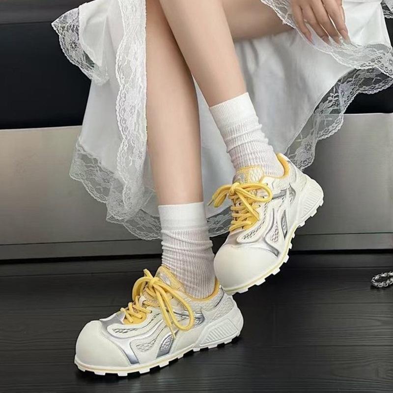 Versatile platform women's spring and summer new retro lace-up breathable height-increasing sports and leisure shoes