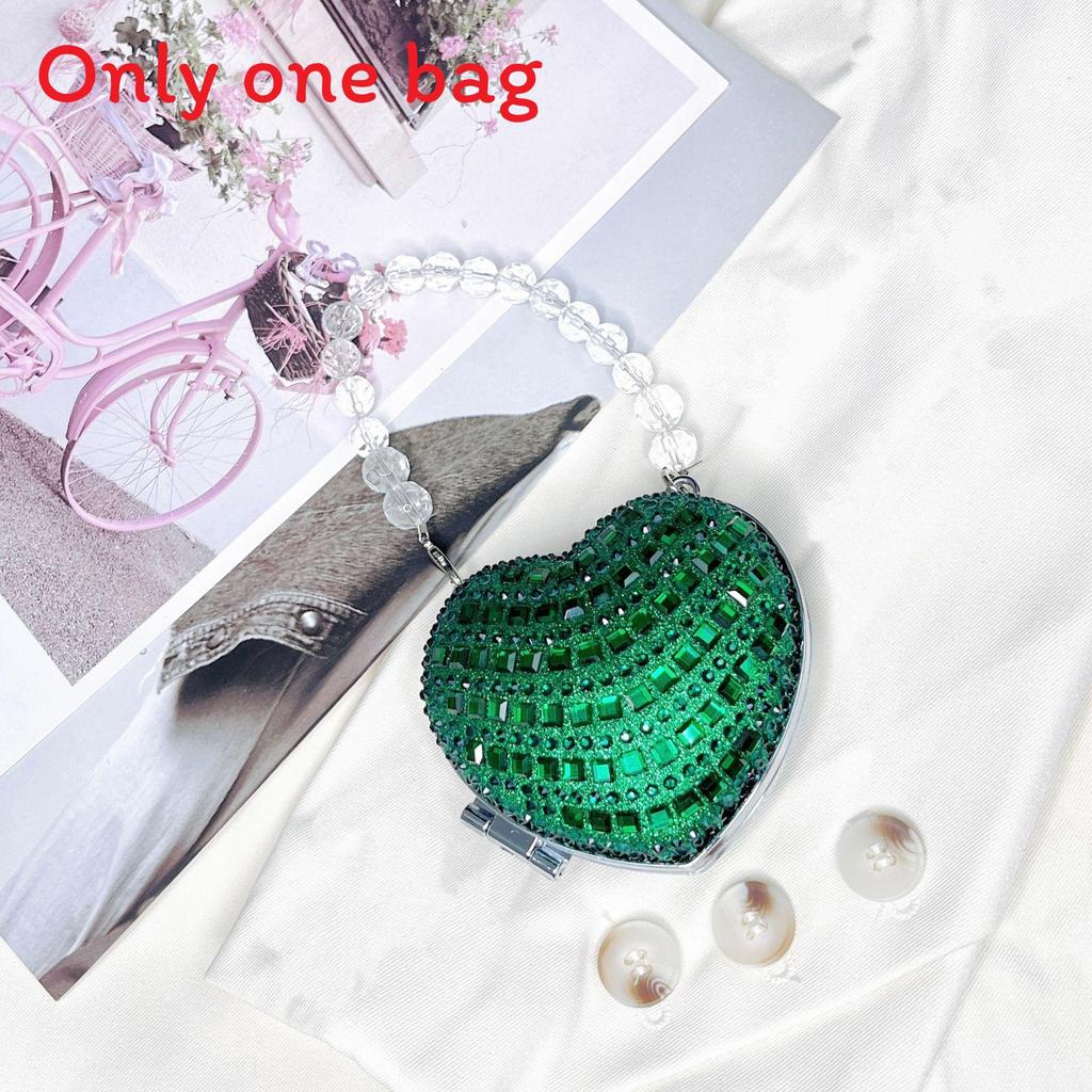 Acrylic Mini Heartshaped Box Bag With Sparkling Crystals And Magnetic Closure For Daily Use