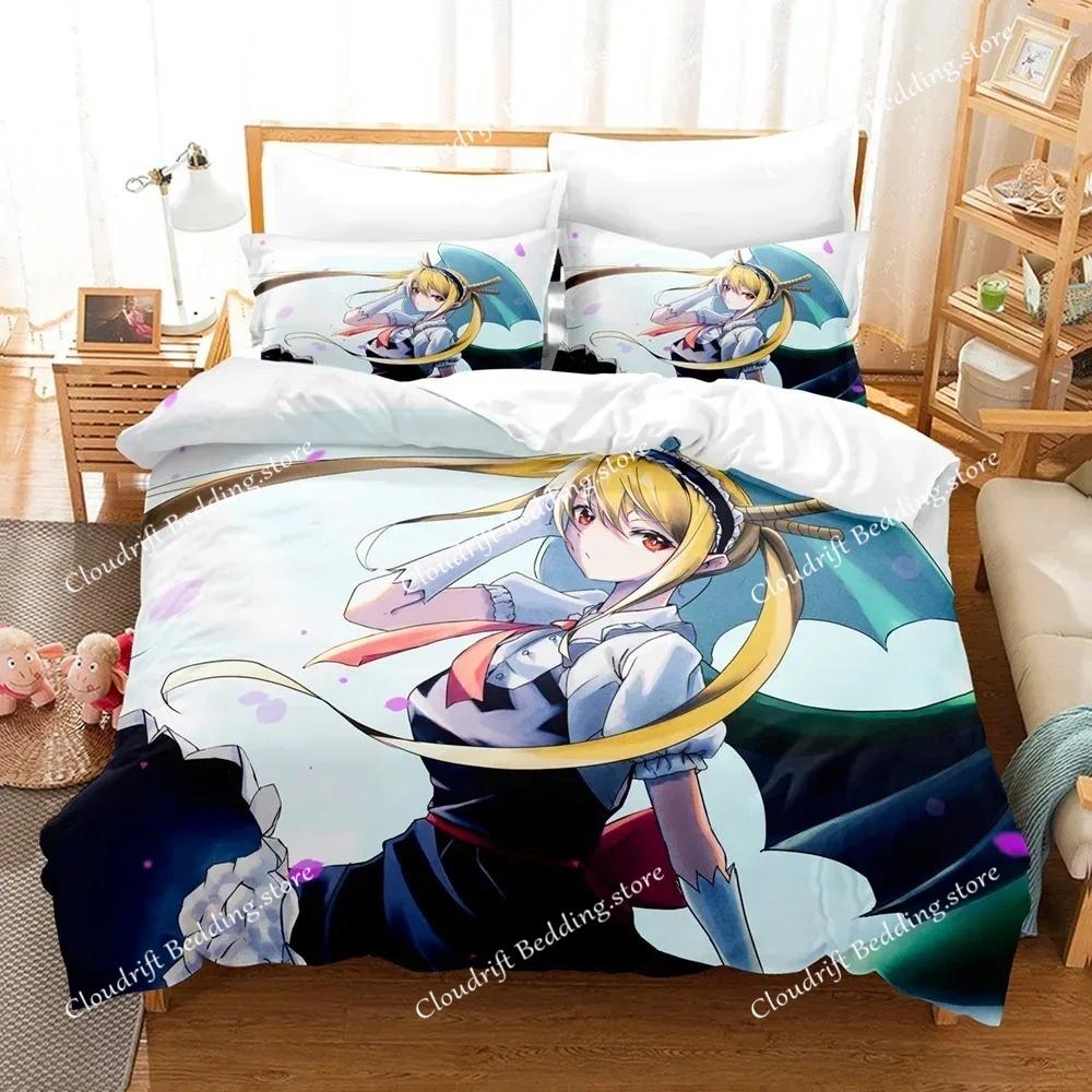 Zestaw pościeli z nadrukiem D Miss Kobayashis Dragon Maid Anime Kanna Poszewka na kołdrę Podwójna Twin Pełna Queen King dla dorosłych i dzieci Poszewka na kołdrę