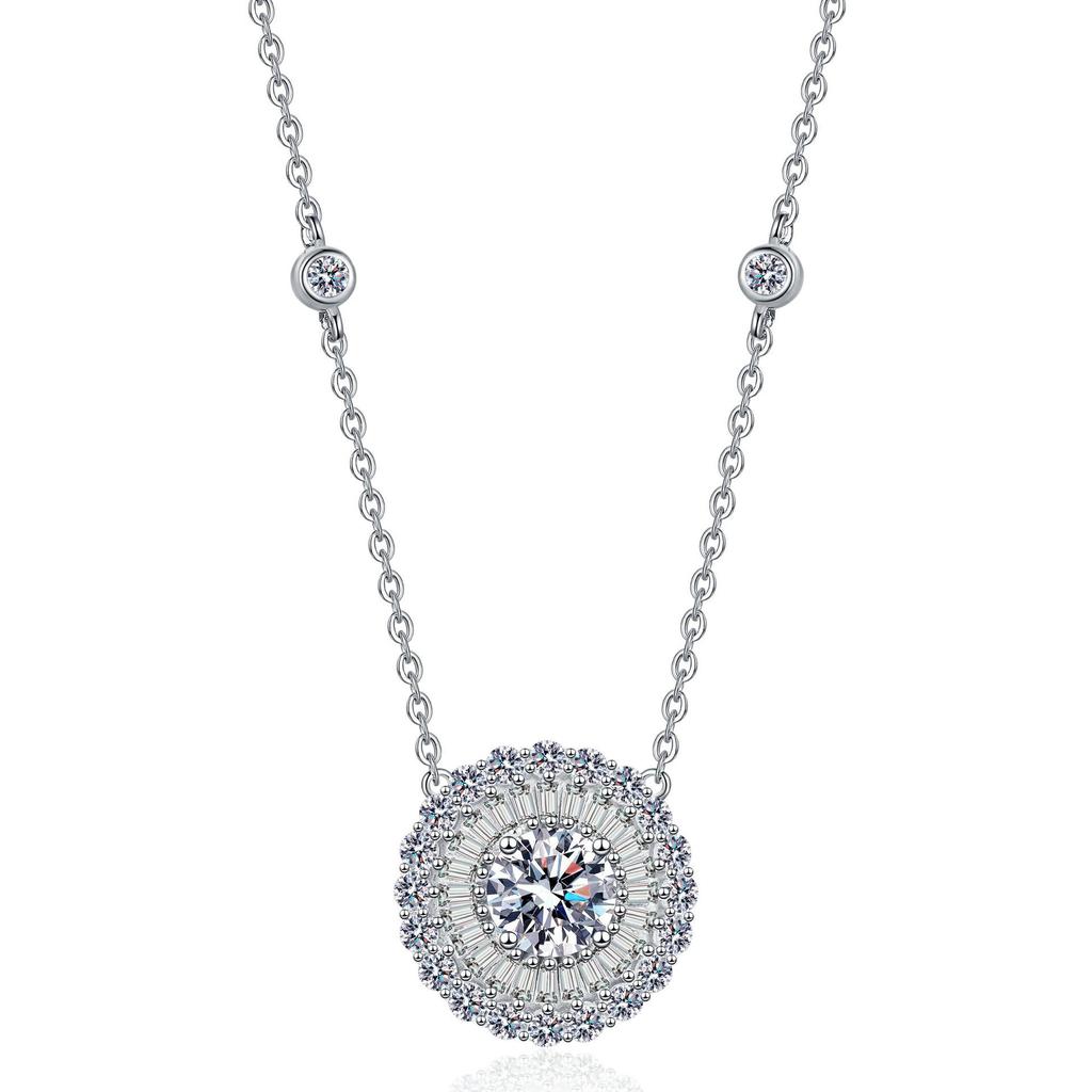 Yin Baichuan S925 Silver Moissanite Sunflower Necklace - Exquisite Clavicle Chain Pendant for Women