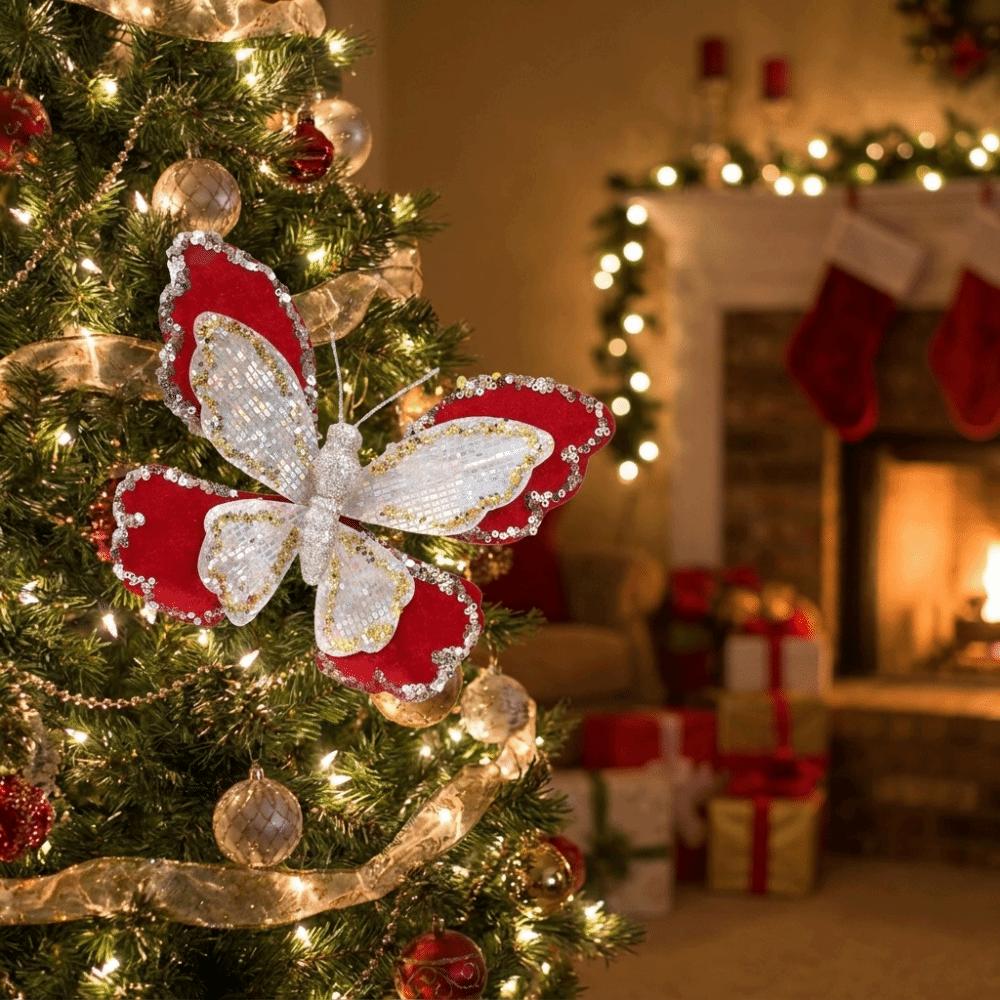 Double-Layered Christmas Butterflies Ornaments Christmas Tree Decoration New Year Celebration