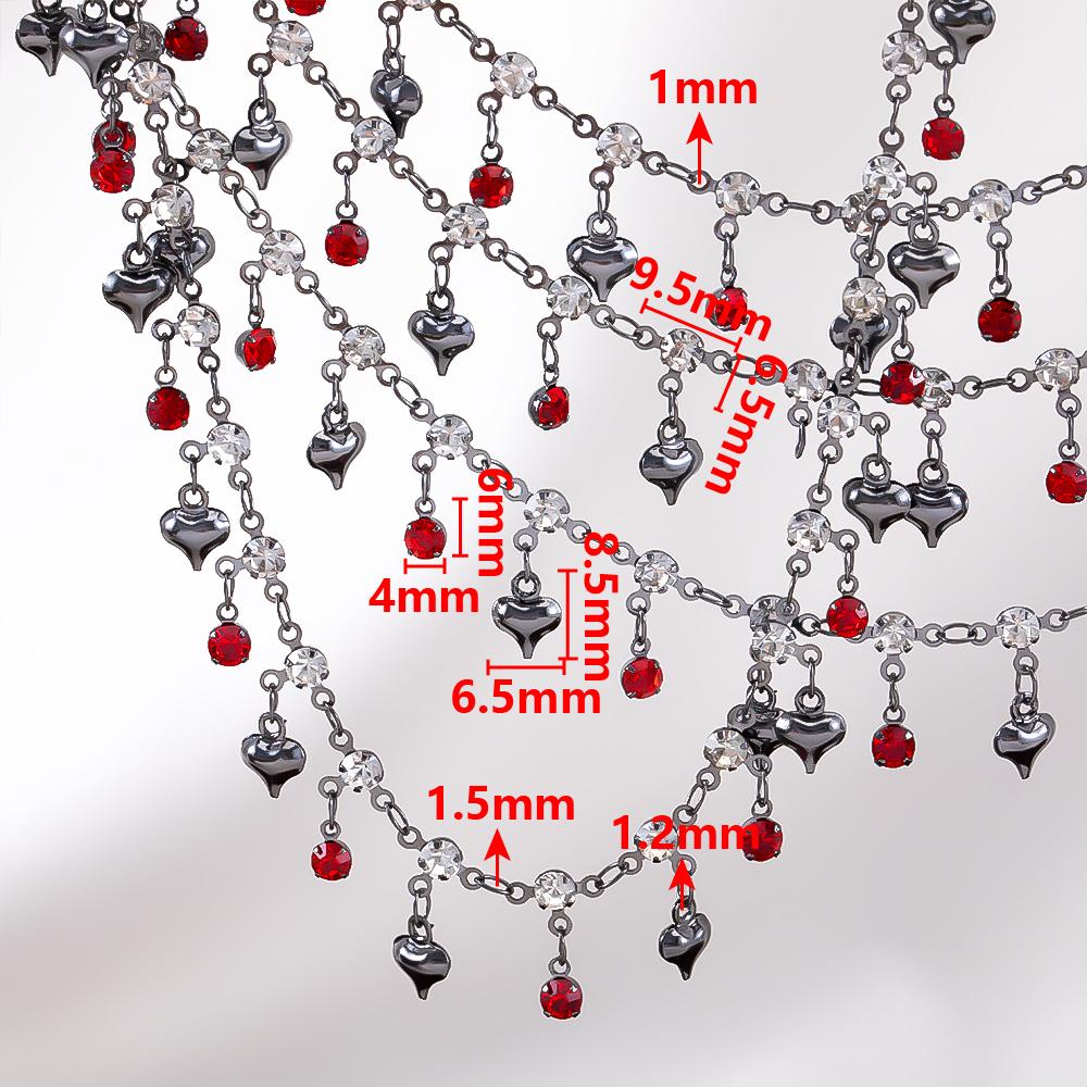 1Meter Colorful Metal Peach Heart Charms Chain Crystal Beads Pendants Copper Chains Women Jewelry Making DIY Necklaces Bracelets