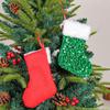 Red Green Plush Sequins Christmas Socks Cartoon Christmas Tree Ornaments  Xmas Decor Gift