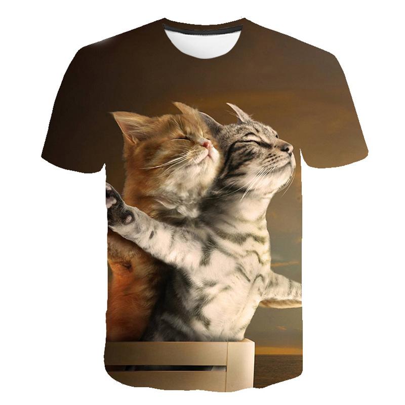 

2026 New Trendy New Funny Cats Animal Mens T-shirt 3D Printed T-shirts Harajuku Streetwear Women Short Sleevs Tees Summer Tops XXS