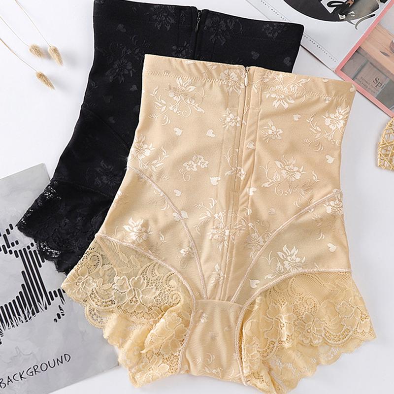 Women Shaping Underwear Belly Slimming Control Panties with Zipper Butt Lifter Shapewear Corrective Body Shaper Lace Briefs