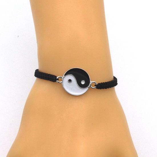 Couple Bracelet Handmade Braided Adjustable Round Beads Alloy Tai Chi Yin Yang Men Women Rope String Fashion Jewelry