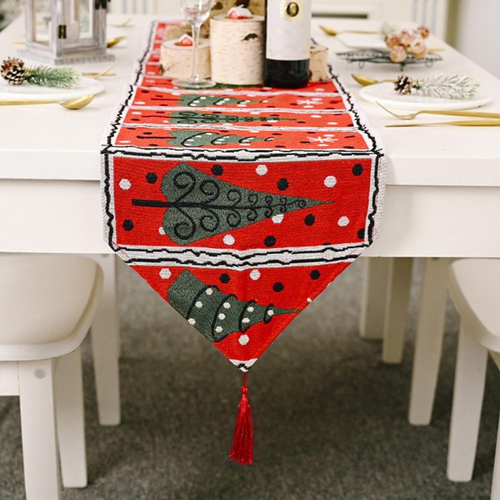 Snowman Themed Christmas Table Runner Cotton Tablecloth Holiday Dining Decor