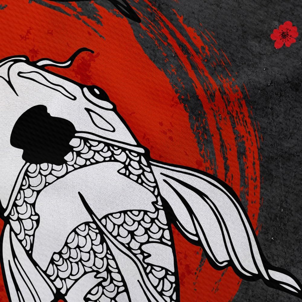 Koi Fish Yin Yang Wall Tapestry Japanese Art Decor Red Cherry Blossom Design Boho Bedroom Living Room Home Interior Hanging