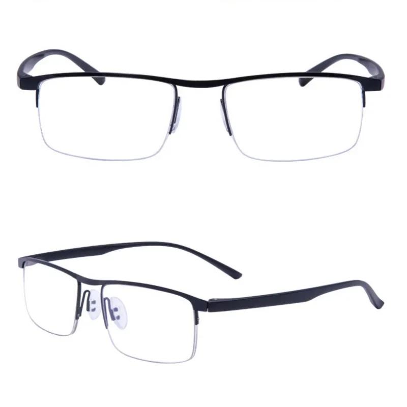 Men'S Business Semi-Frame Multi-Focus Reading Glasses Fashionable Trend Glasses Anti-Blue Light Presbyopia Glasses +1.0 To +4.0