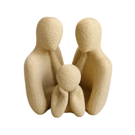 Decoración Versátil para el Hogar Figuras Impresas en 3D Familia de 3, Adornos Creativos para Decoración, Figuras Humanoides Abstractas Compactas Estilo Nórdico Padres