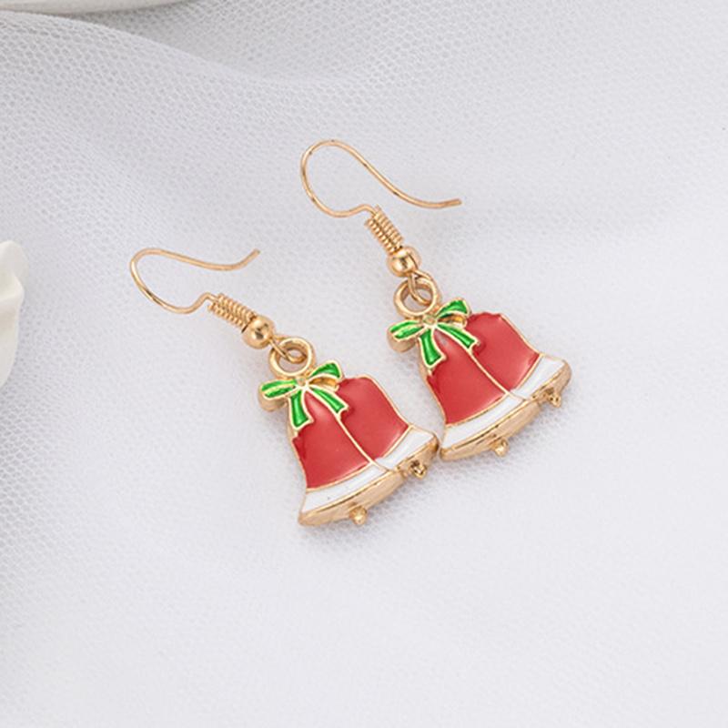1 Pair of Elegant Ladies' Christmas Bell Bow Pendant Earrings - Rose Gold/Green Hoop Earrings,  Christmas Party Jewellery
