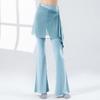 Modern Dance Pant Women Long Microflared Latin Trousers Mesh Wrap Skirt Classical Practice Costume Stage Line Dancewear Female