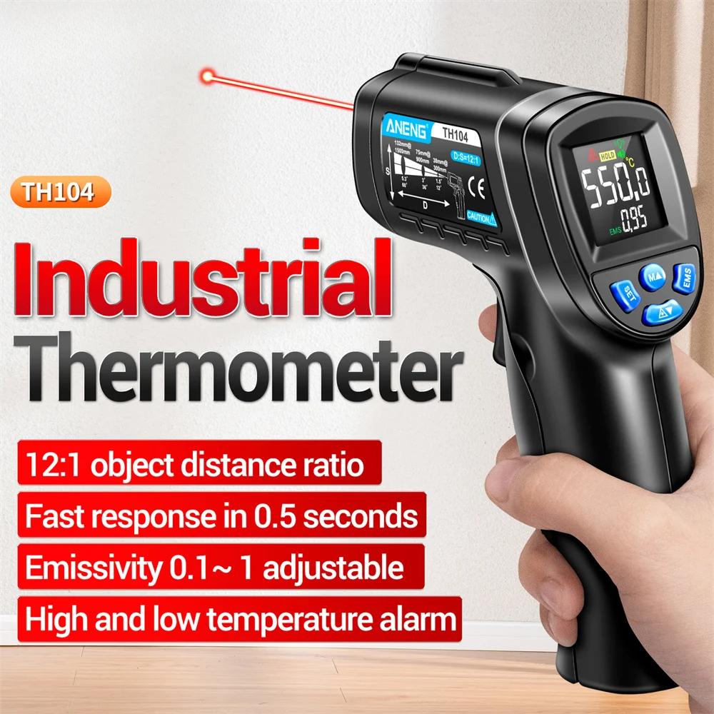 TH104 Infrared Thermometer Laser Temperature Meter -50~550℃ Non-contact Tempetature Gun with VA Reverse Display Screen
