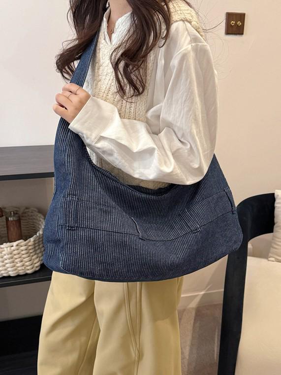 Korean Style Denim One-Shoulder Bag - 2026 Versatile Large Capacity Crossbody for School & Commute