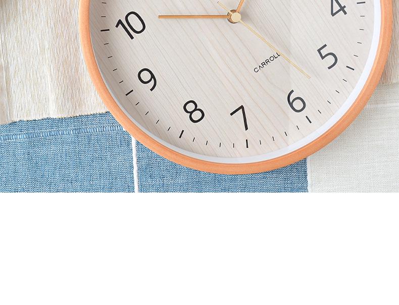 Nordic Solid Wood Silent Wall Clock for Living Room and Bedroom