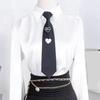 Casual Heart Print Zippers Tie Stage Performances Neck Tie Artistic Youth Tie for Female Student
