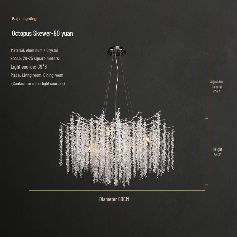 Elegant Crystal Branch Chandelier for Living Room or French Restaurant